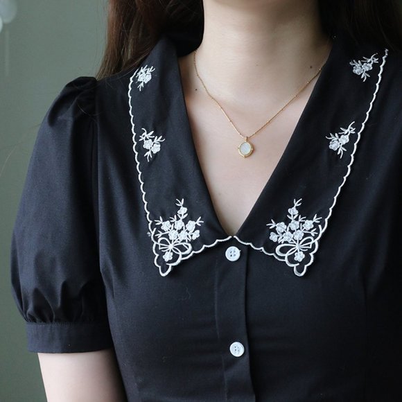 NEW 18K Gold Plated Mother Of Pearl Oval Necklace - Picture 2 of 8